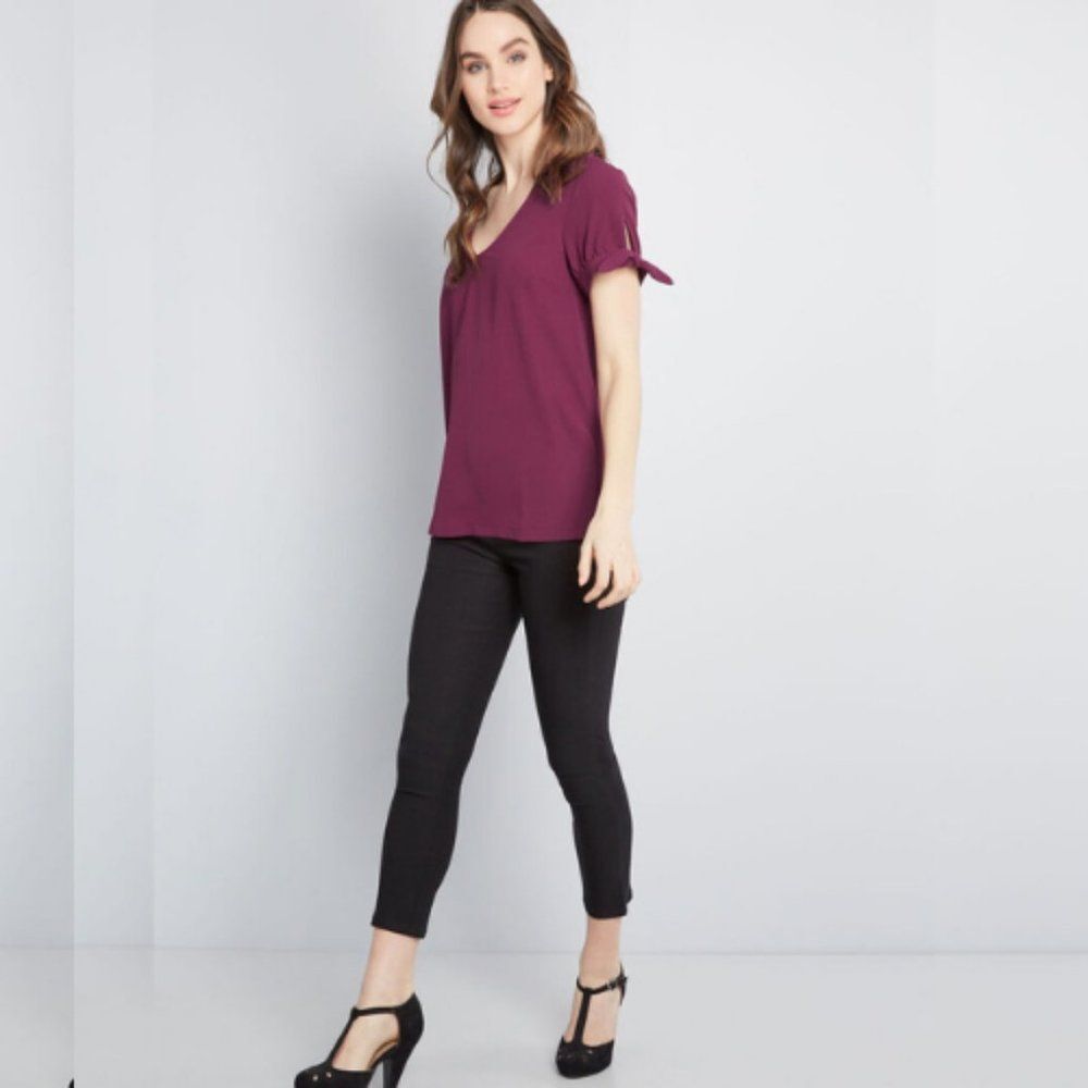 NWT Modcloth Crepe Short Sleeve Blouse | XXS
